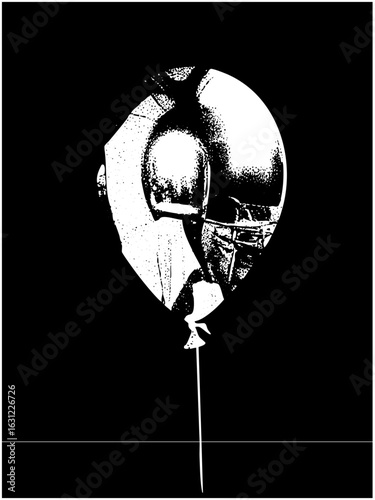 Vector Intricate face portrait within a balloon shape .