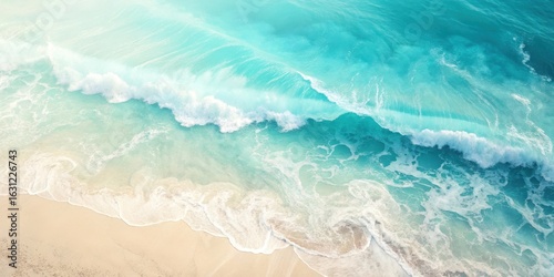 Wallpaper Mural Aerial view of turquoise ocean waves crashing on a sandy beach Torontodigital.ca