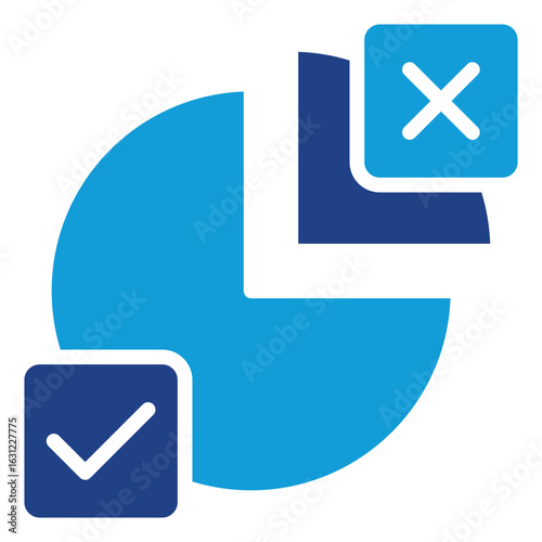Segment Review Glyph Blue Silhouette Icon Design Vector - Pie chart with selected and unselected parts, representing segmented data review or voting