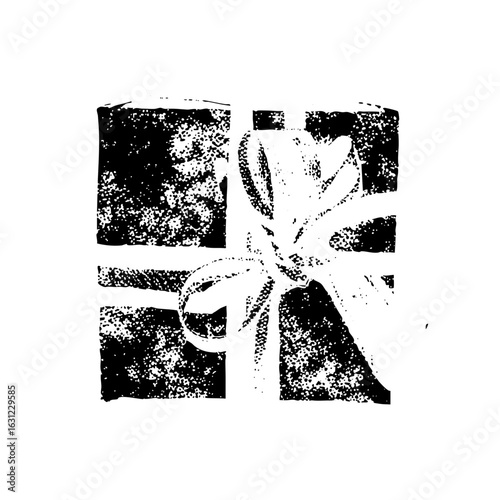 Vector Monochrome gift box with ribbon