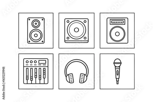 Assortment of Audio Equipment Icons sound music