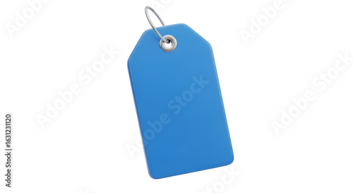 Vivid Azure: A Sleek 3D Rendered Price Tag for Fashion Retail Promotions and Special Offers