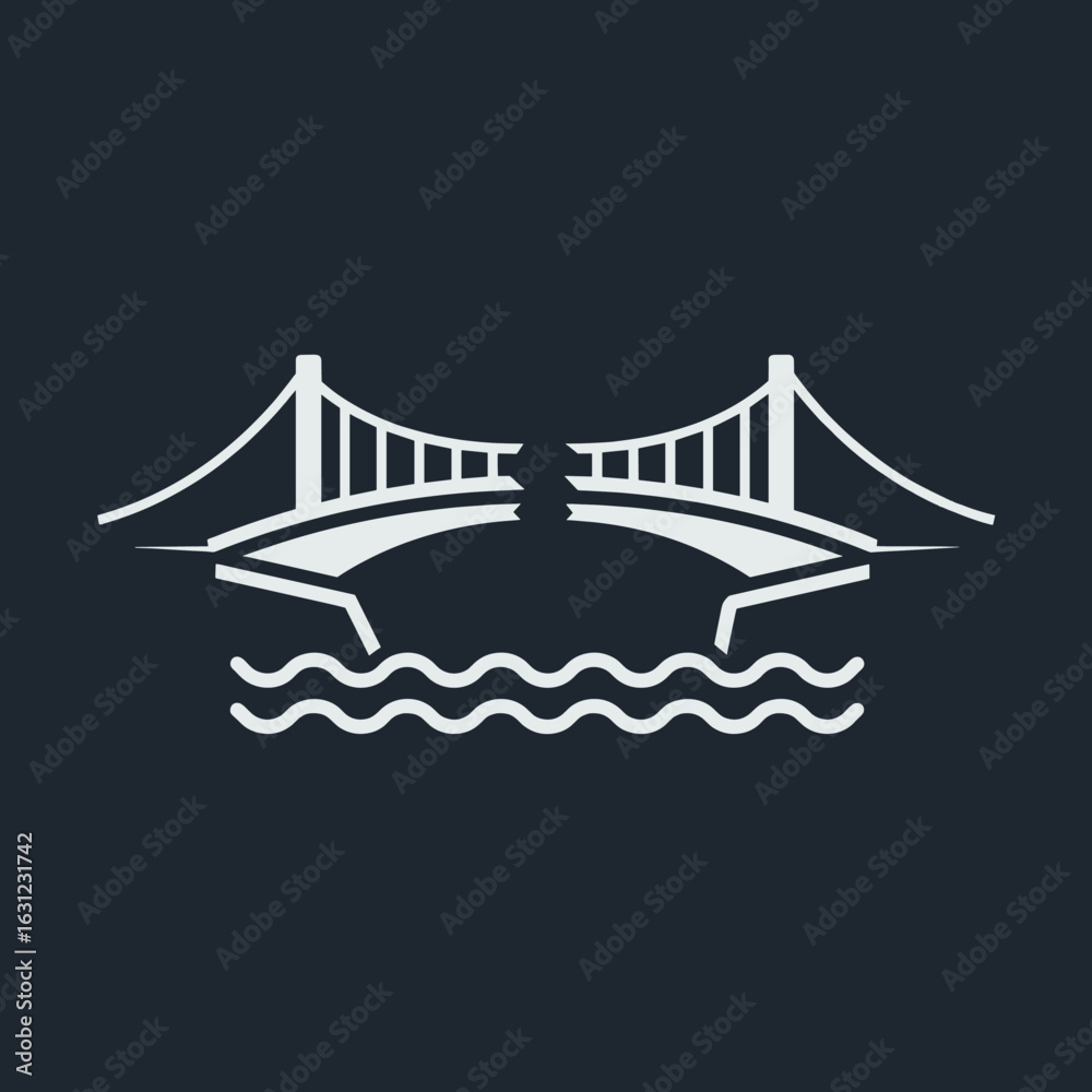 Obraz premium A bridge with a crack in the middle over a body of water, symbolizing disconnection, failure, or collapse.