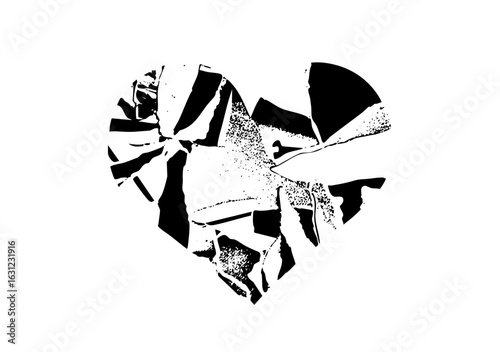 Vector Fragmented heart depicts brokenness and vulnerability.