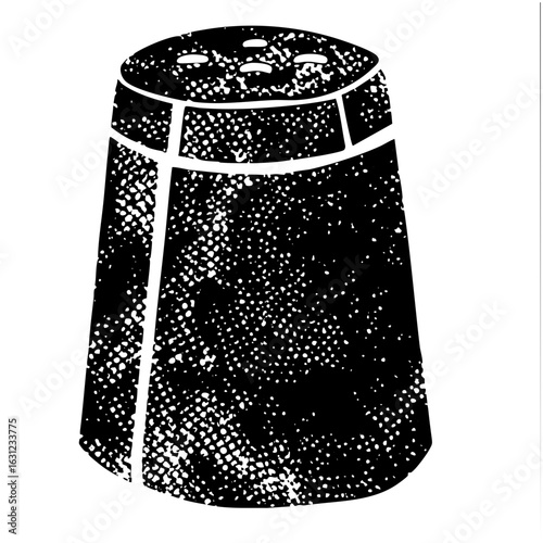 Vector Distressed conical container with perforated lid.