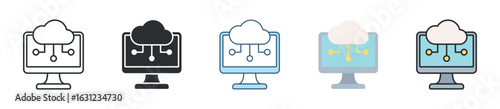 Cloud Computing Icon Set Multiple Style Collection