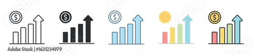 Business Growth Icon Set Multiple Style Collection