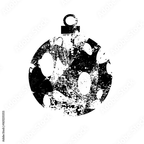 Vector Distressed spherical ornament with loop
