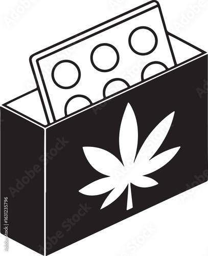 Medicinal Cannabis Pills in a Box Icon