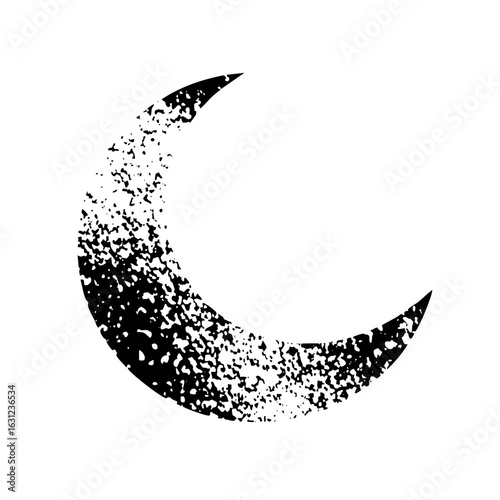 Vector Abstract moon with a textured fragmented effect.