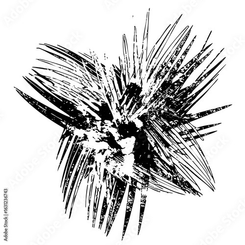 Vector Abstract spiky burst in monochrome.