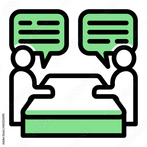 Educational Conversation Dialogue Icon from Mentoring Collection (Outline Color Lineal Style)