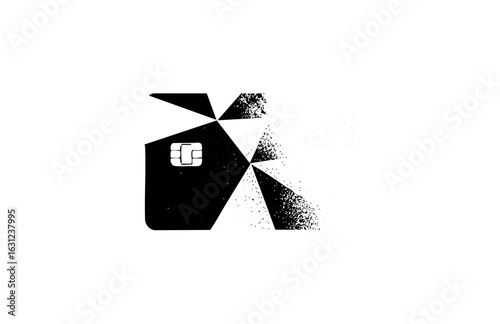 Vector Abstract chip card disintegration .