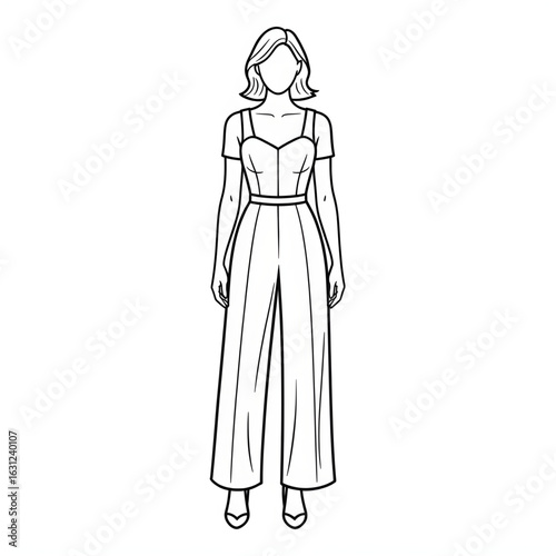 Jumpsuit dress illustration vector coloring page