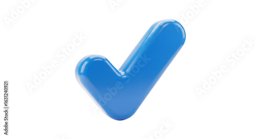 A 3D Rendered Blue Check Mark Against a Clean White Background, Symbolizing Validation and Confirmation