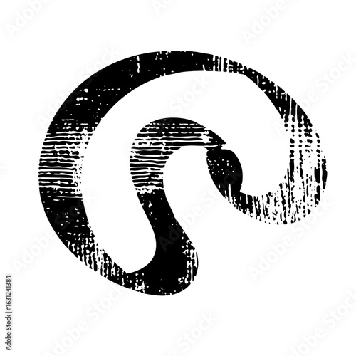 Vector Abstract swirling shape with a central void a distressed vector .