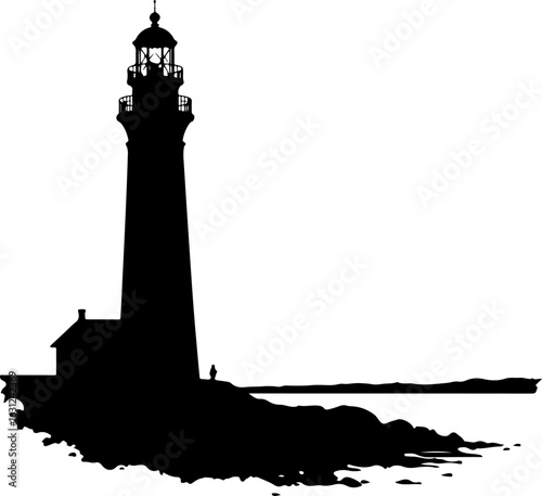 lighthouse silhouette vector illustration, lighthouse, tower, sky, sea, building, architecture, light, sunset, beacon, ocean, beach, landscape, landmark, water, travel, tall, house, coast, clouds, coa