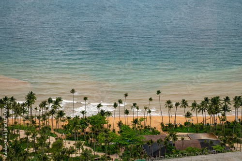 Fotografie Aerial view of Phu Quoc's Hon Thom fishing port and coastline, captured from the