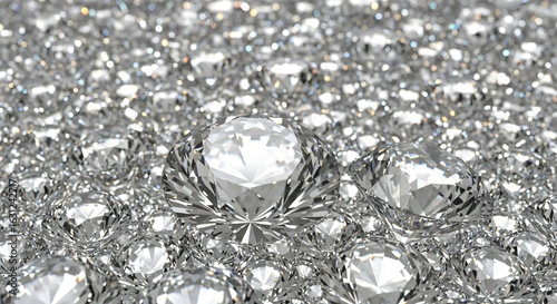 Vast field of sparkling small round cut diamonds glittering with shallow depth of field