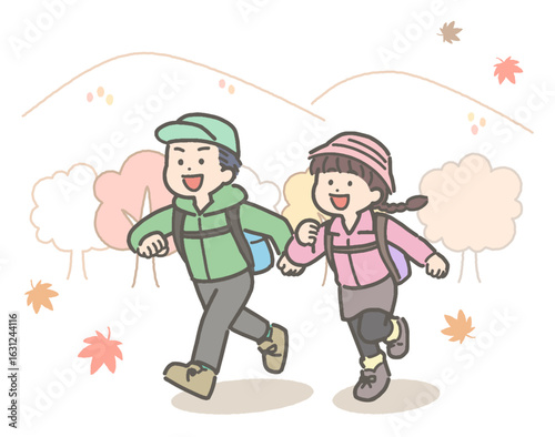 ハイキングをする子どものイラスト
