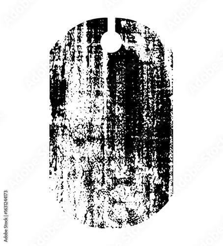 Vector Distressed dog tag with a central hole.