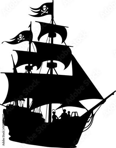 pirate ship silhouette vector illustration, ship, boat, sail, sailboat, pirate, sea, vector, nautical, sailing, old, galleon, travel, vessel, silhouette, illustration, model, ocean, yacht, cruise, mas