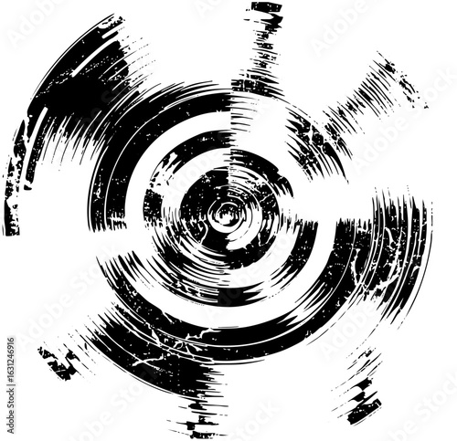 Vector Dynamic spiral swirl with circular brushstrokes.