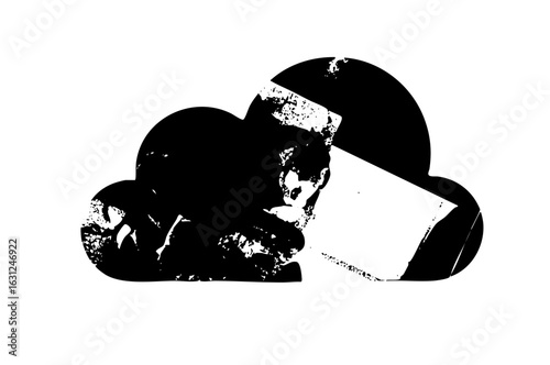 Vector Abstract cloud with a hidden human profile.