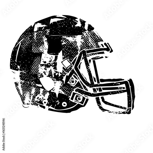Vector Detailed monochrome of a football helmet.