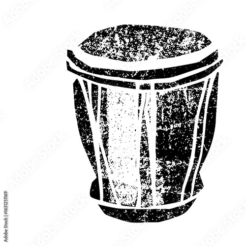 Vector Black and white of a traditional conga drum.