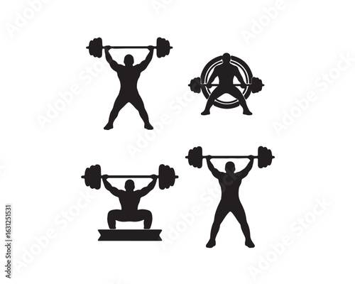 Strongman Gym Icons Bundle | Fitness Workout Vector Silhouettes

