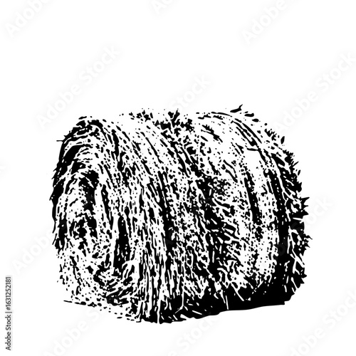 Vector Stylized hay bale with textured strokes.