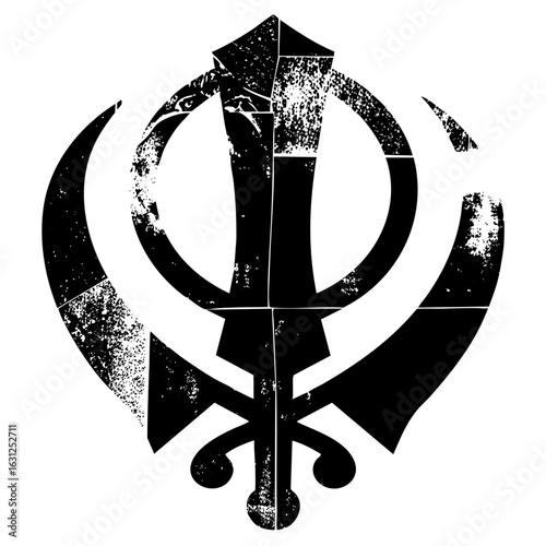 Vector Symbolic emblem featuring a Khanda with a circular .