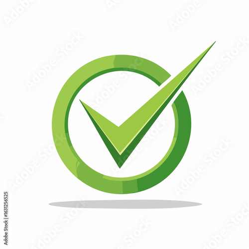 A vibrant green, three-dimensional checkmark icon inside a circle, representing correctness, success, approval, completion, and positive feedback in a clean, modern design.