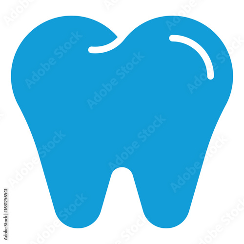 Tooth Glyph Blue Silhouette Icon Vector Design - single tooth glyph, representing dental health, oral hygiene, and dentistry services