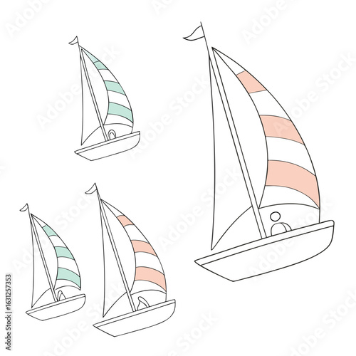 sailing ship on a white background