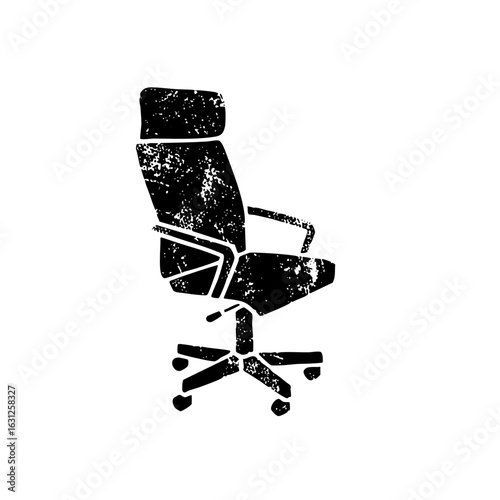 Vector Distressed black vector of an office chair.