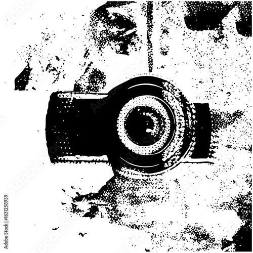 Vector Illustrative camera obscures a face creating a concept.