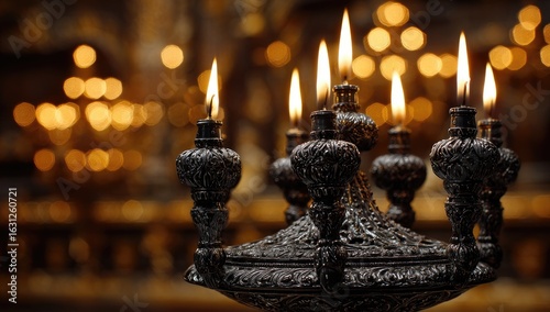 Ornate candle chandelier in a church