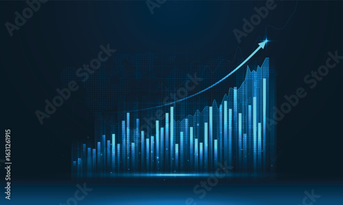Stock market investment trading graph in graphic concept suitable for financial investment or economic trends business idea. graph growth technology background. vector design.