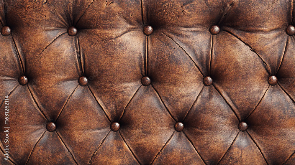 Fototapeta premium Rich brown leather upholstery tufted texture background
