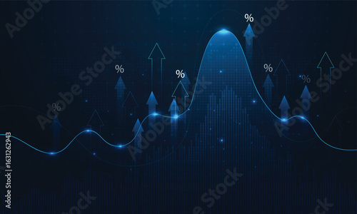 Stock market investment trading graph in graphic concept suitable for financial investment or economic trends business idea. graph growth technology background. vector design.