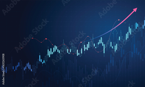 Stock market investment trading graph in graphic concept suitable for financial investment or economic trends business idea. graph growth technology background. vector design.
