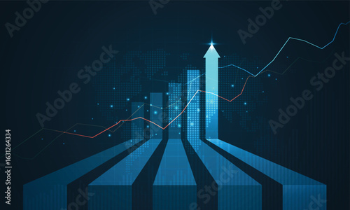 Stock market investment trading graph in graphic concept suitable for financial investment or economic trends business idea. graph growth technology background. vector design.