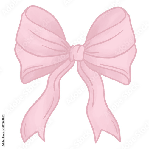 doodle art of cute cartoon pink coquette ribbon hand drawn drawing clipart