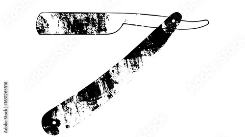 Vector Vintage straight razor with distressed texture.