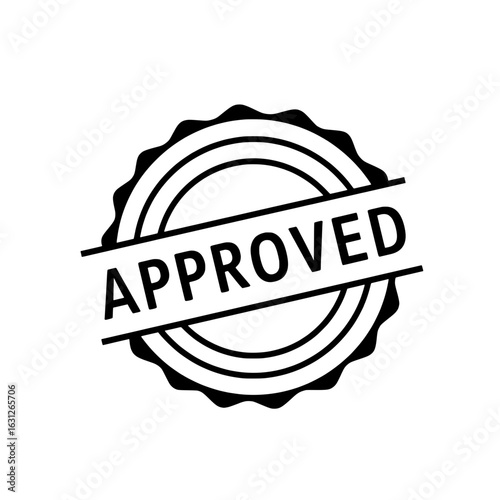 Approved Stamp: An official black and white stamp boldly declares APPROVED, signifying confirmation. A clean design conveys a sense of certainty and agreement.