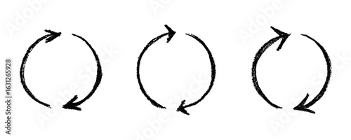 Set of hand drawn recycle arrow icon Recycling resources symbol Reuse of materials, zero waste, green environment, saving the planet