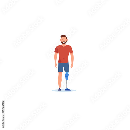 Vector male character with a prosthetic leg