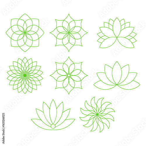 Beauty Lotus Flower Icon Illustration Set – Minimalist and Elegant Floral Symbols
